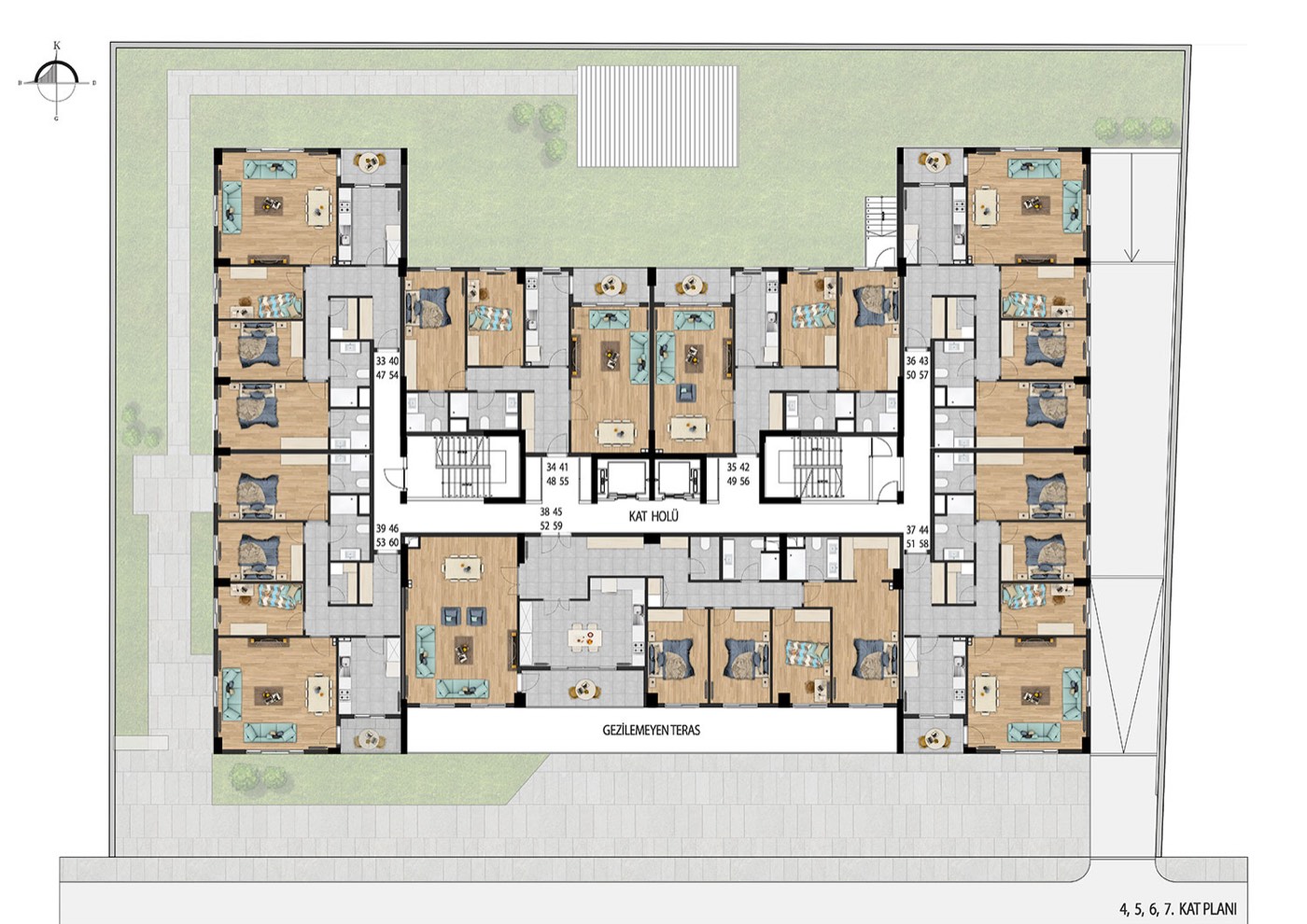 Kemerkent Sitesi normal kat planı